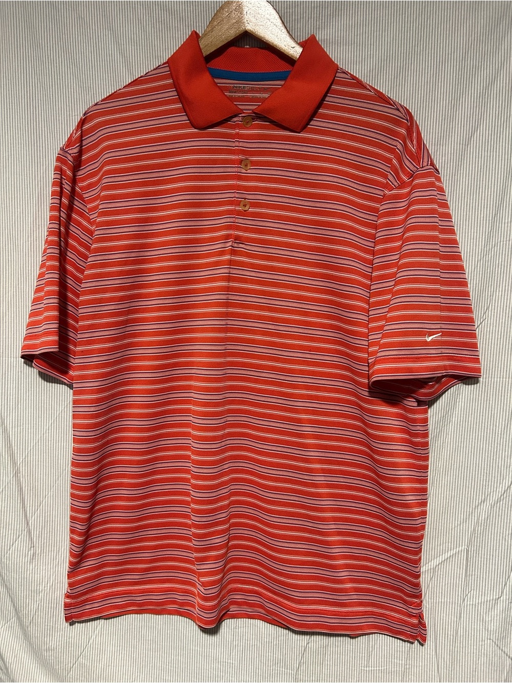 Nike Golf Men’s Orange White Striped Polo